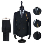 King Suits Double Breasted Black