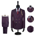 King Suits Double Breasted Maroon - Striped (Black & Yellow)