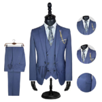King Suits Three Piece Indigo Blue